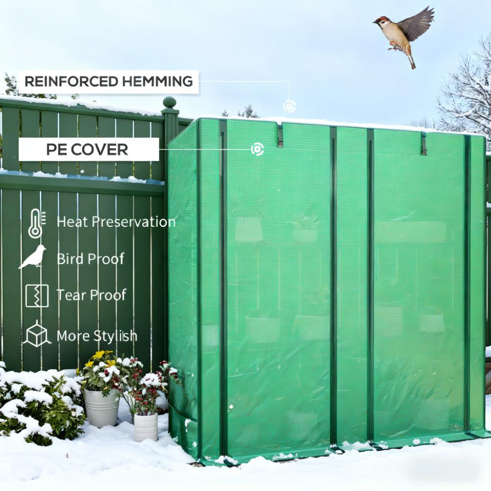 Portable Lean-To Greenhouse with Three-Tier Plant Shelf - Green
