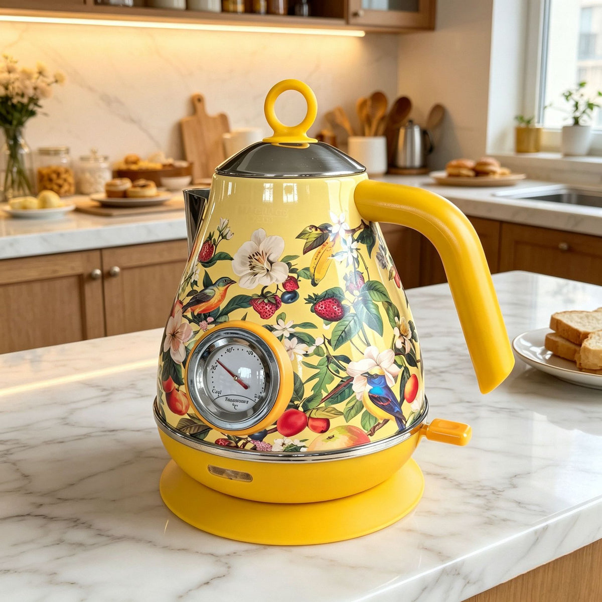 Electric Water Kettle with Temperature Display 1.7L EU Plug Orange