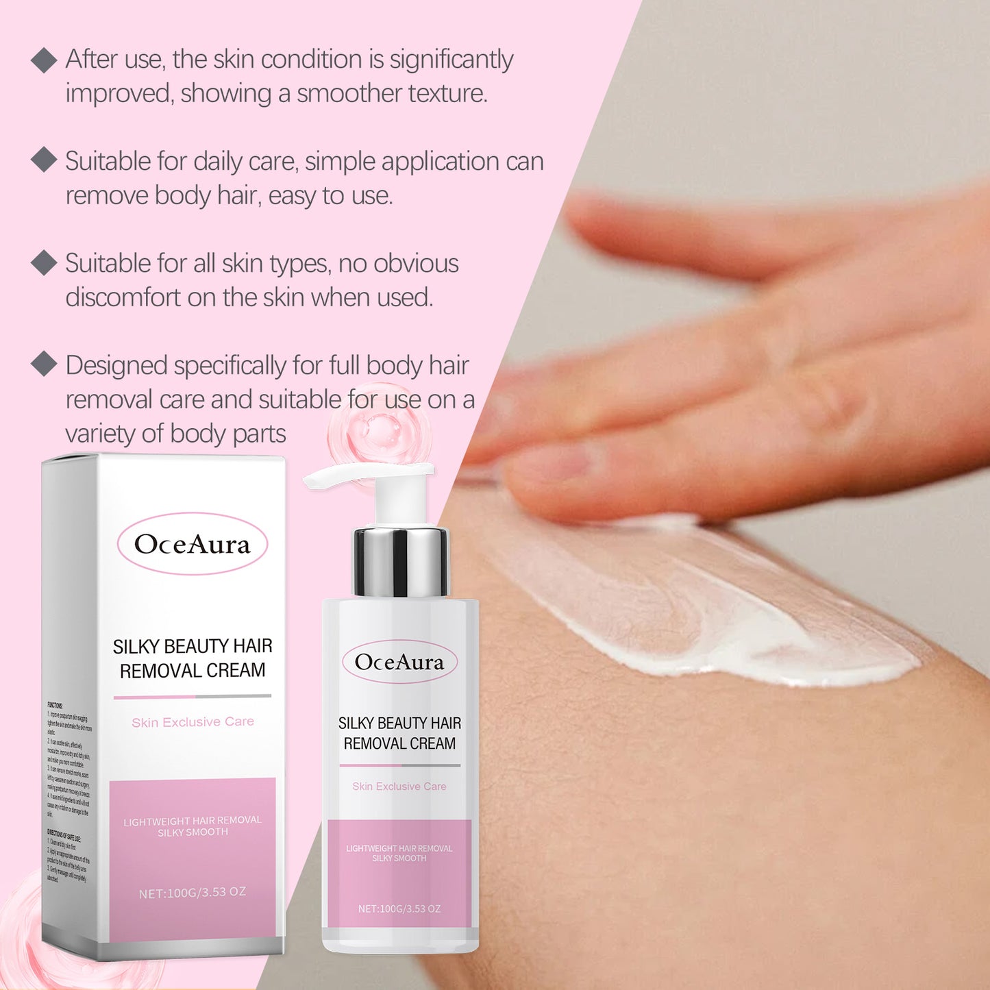 Silky Hair Removal Cream for Women - Gentle Body Hair Remover for Smooth Skin