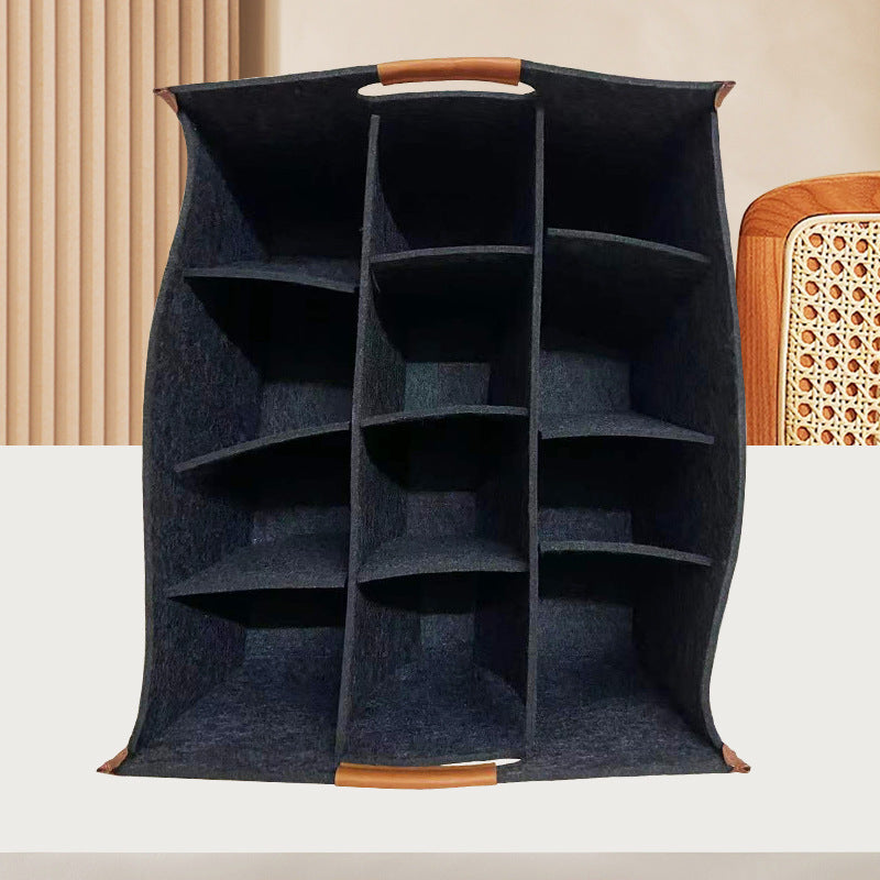 Large Capacity Felt Storage Basket for Household Organization - Black & Dark Grey