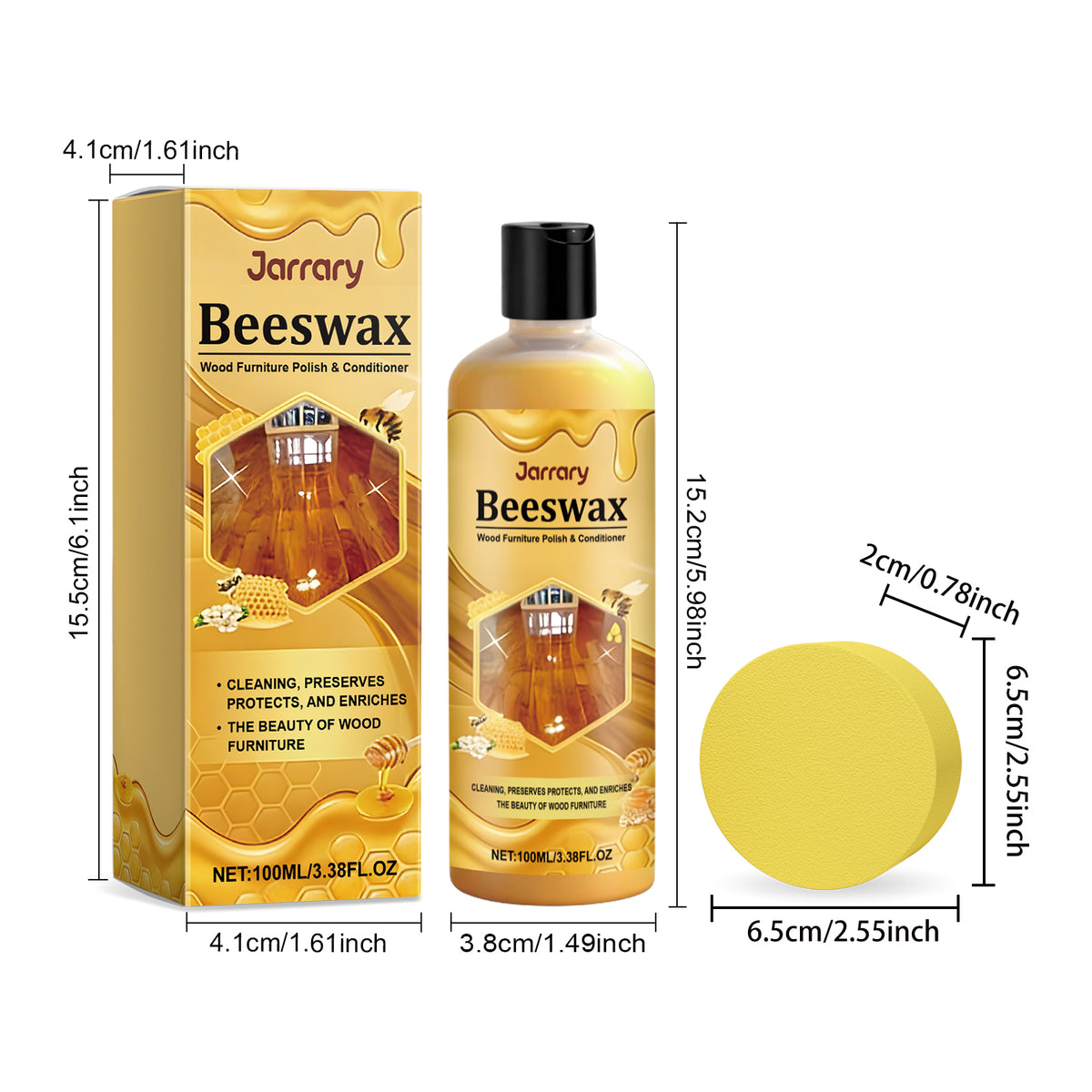 Beeswax Wood Polishing Agent - 100ml Bottle for Furniture & Wood Care