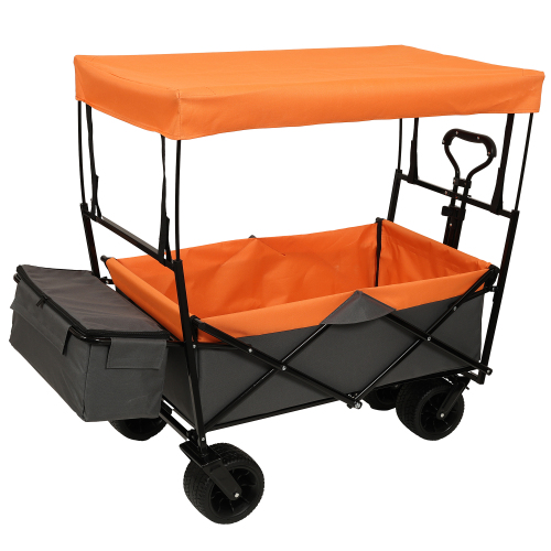 Large Capacity Collapsible Wagon with Canopy and Mosquito Net - All-Terrain Wheels, Foldable Garden Cart