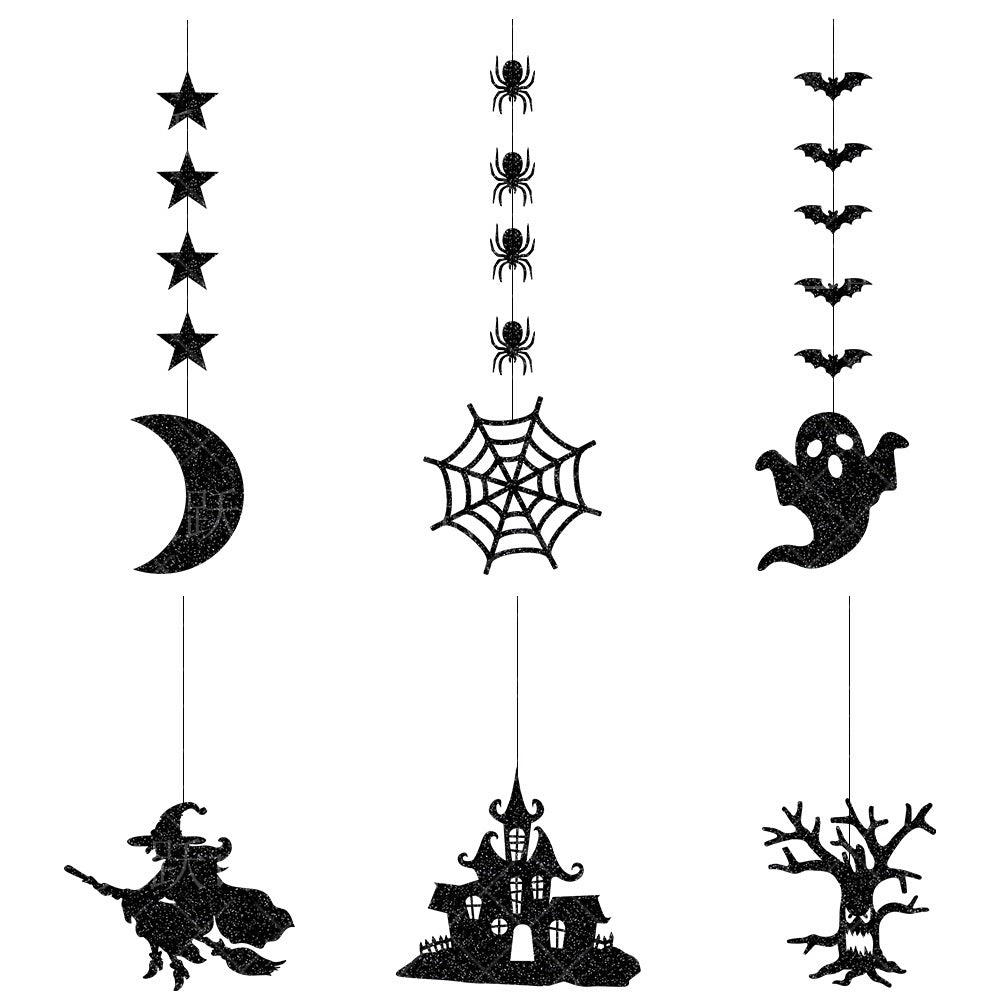 Halloween Garland Decorations 6-Pack Paper Pendant Banners for Festive Parties