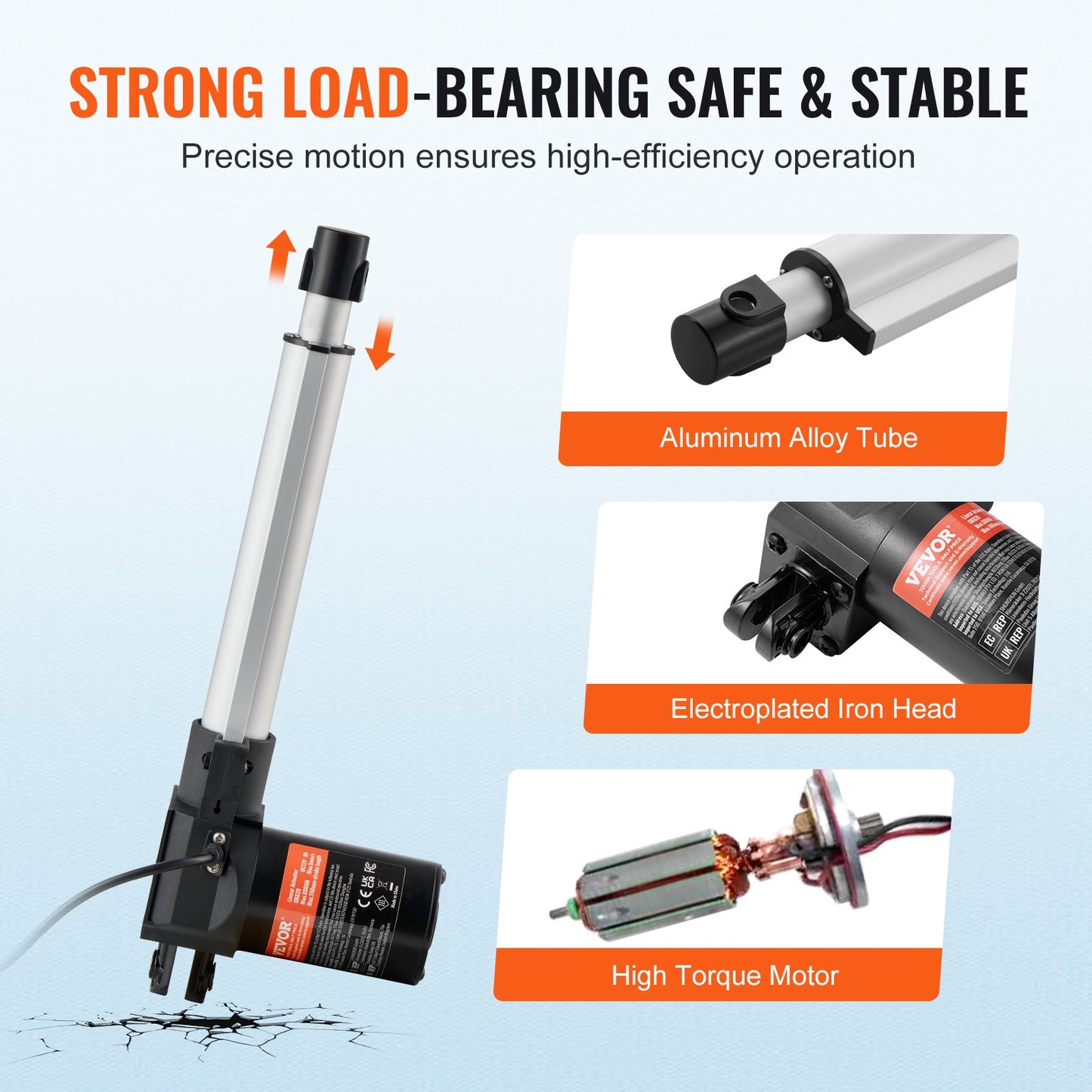 12V Heavy Duty Linear Actuator 8 Inch 1320lbs/6000N for Industrial Automation