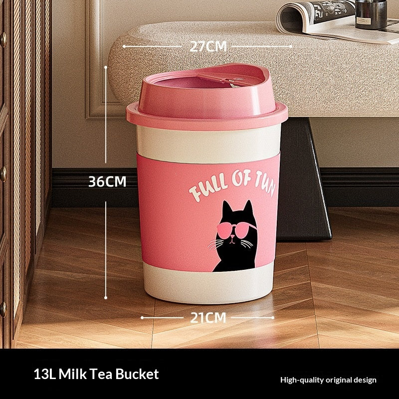 Large Capacity Open-Top Trash Can for Living Room and Kitchen - 12L Plastic Storage Bin