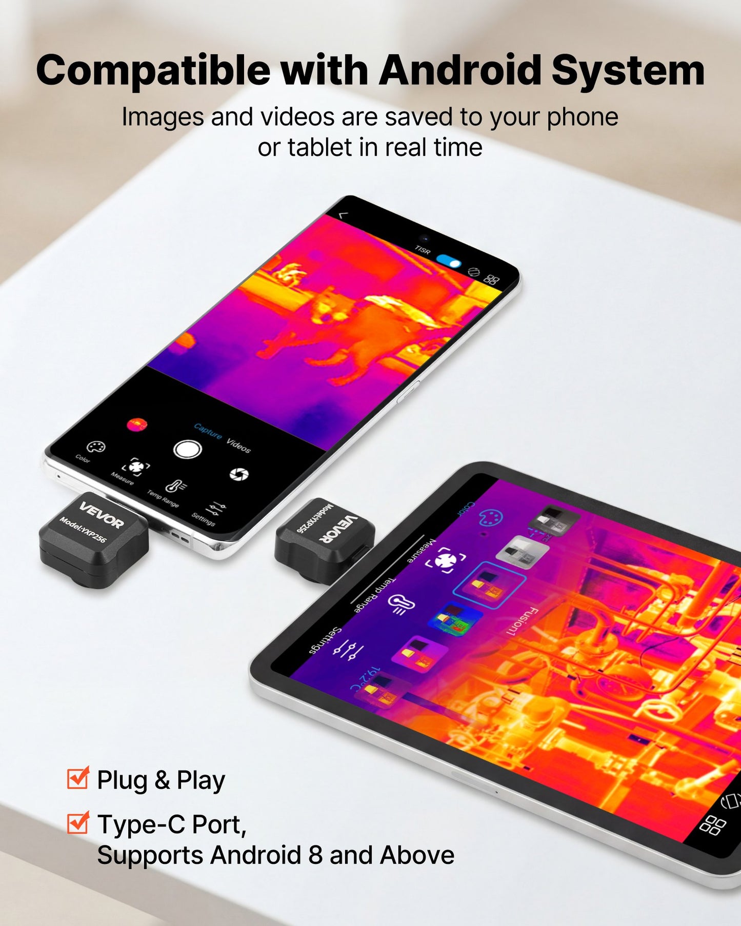 Thermal Imaging Camera for Android - 512x384 Super Resolution, Infrared Thermometer for Smartphones