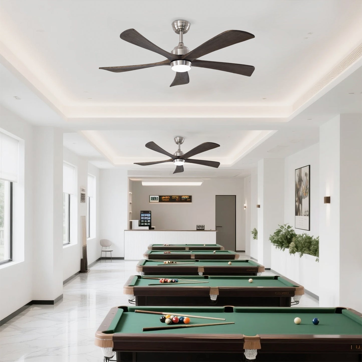 52" Solid Wood Ceiling Fan with Lights & Remote Control - Nickel