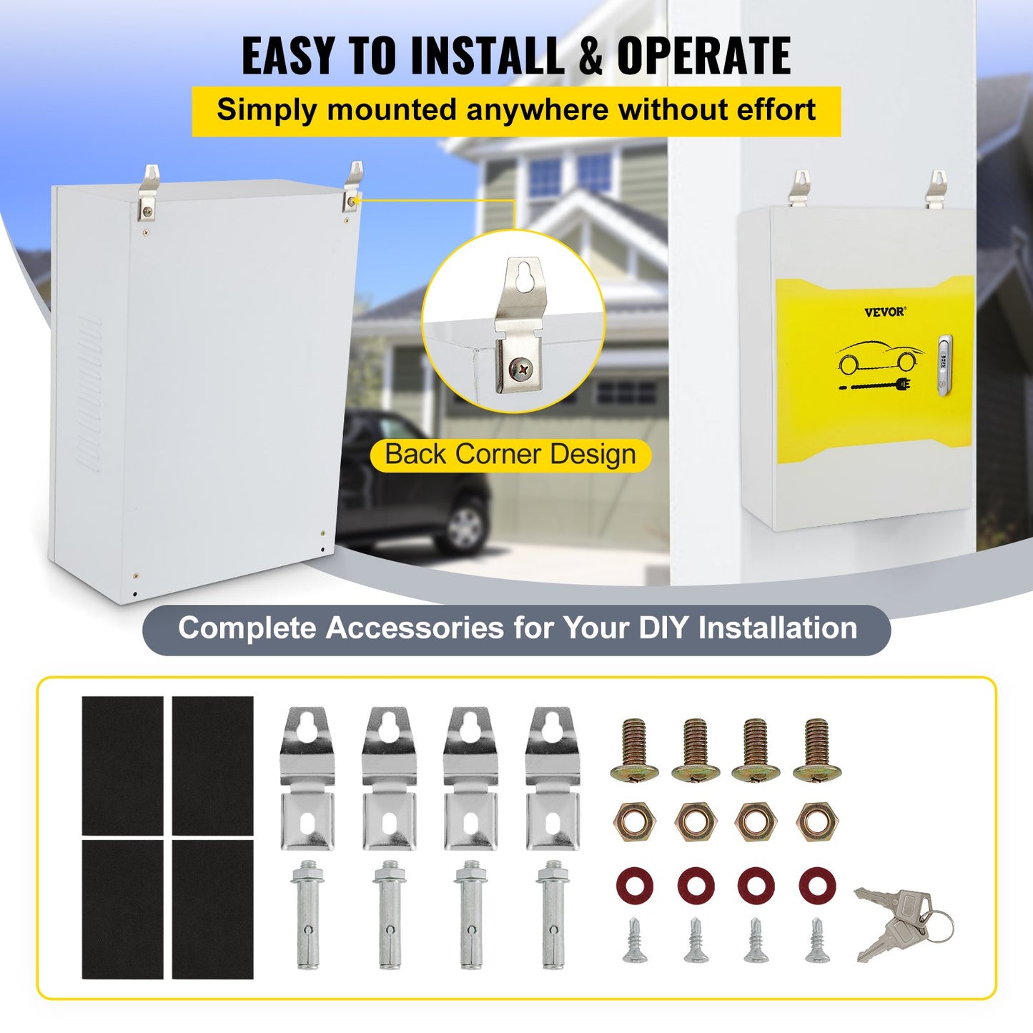 Outdoor Waterproof Steel Electrical Enclosure Box for Tesla Wall Charger - White