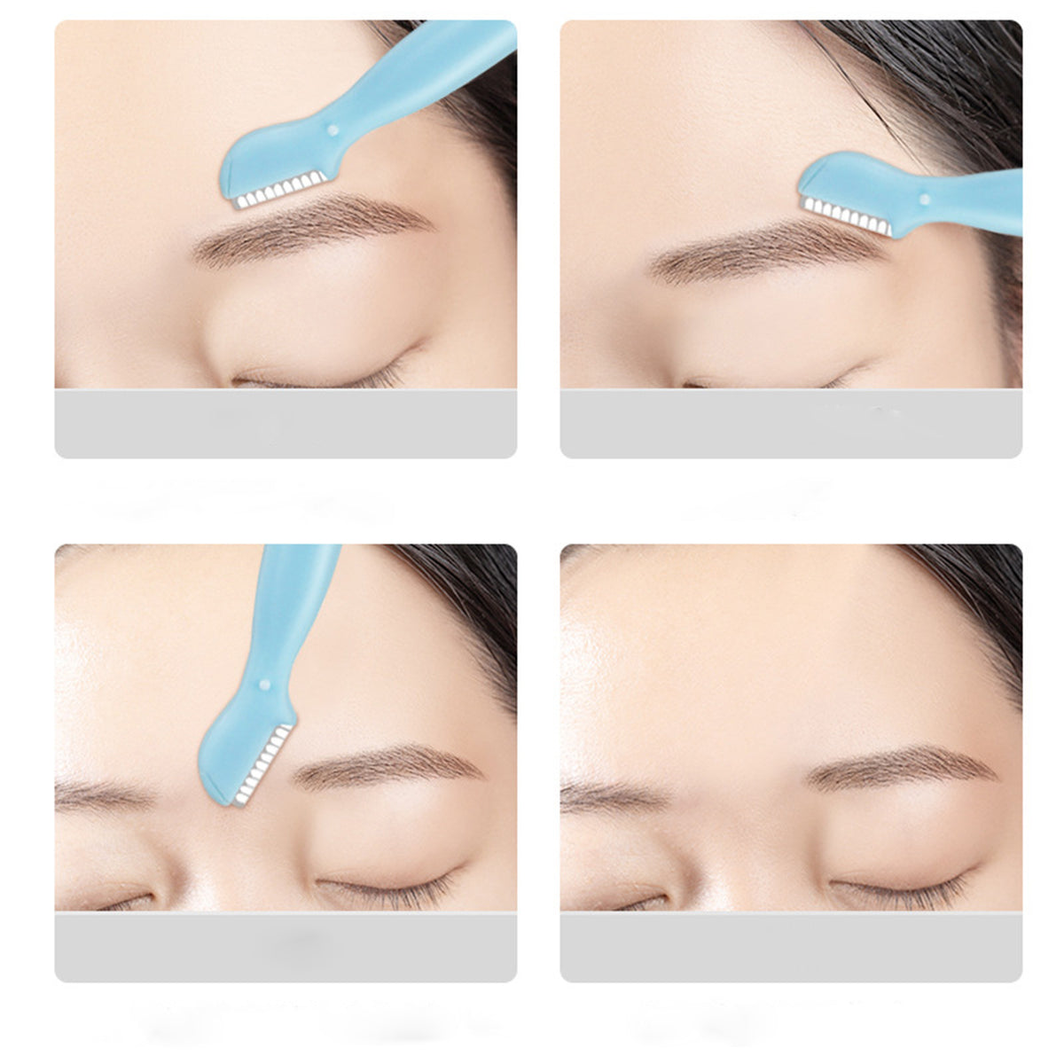 4-Piece Eyebrow Trimmer Razor Set - Stainless Steel