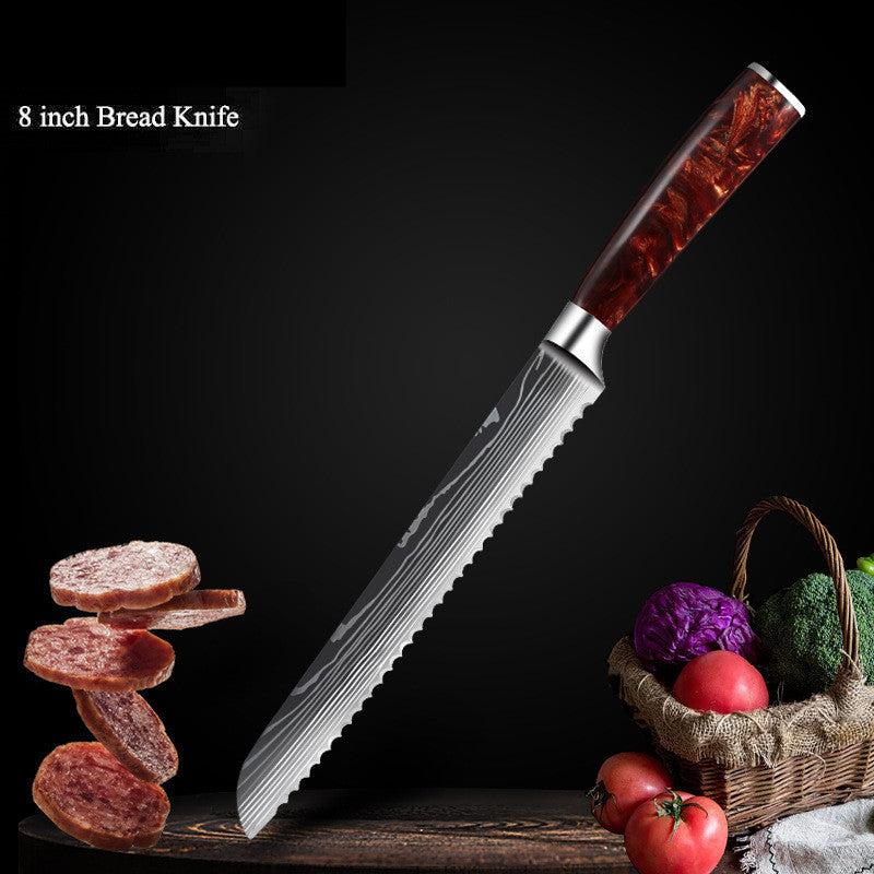 Damascus Laser Pattern Knife Set with Resin Handle - Multiple Sizes