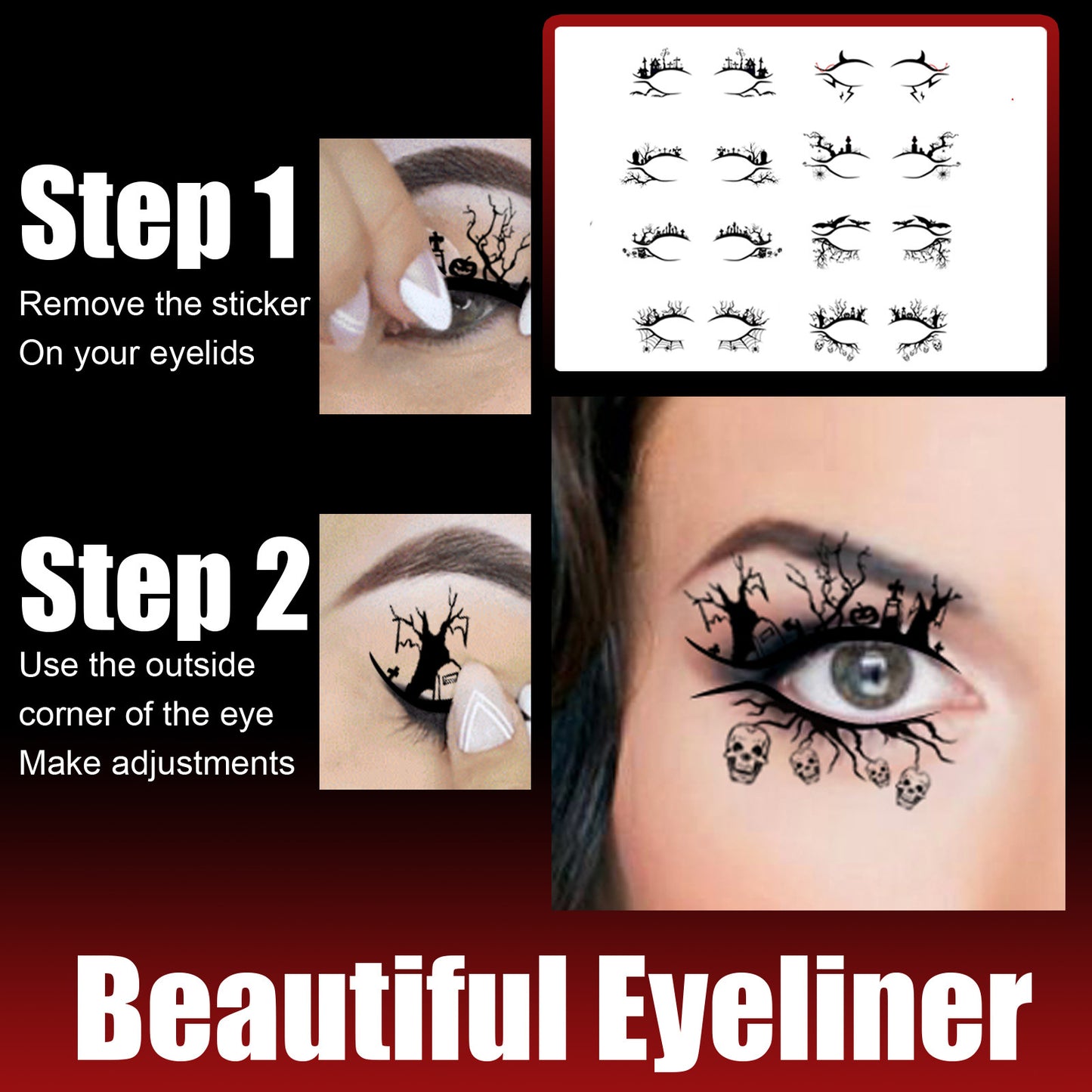 Halloween Eyeliner Stick Makeup Kit - Bat & Spider Designs