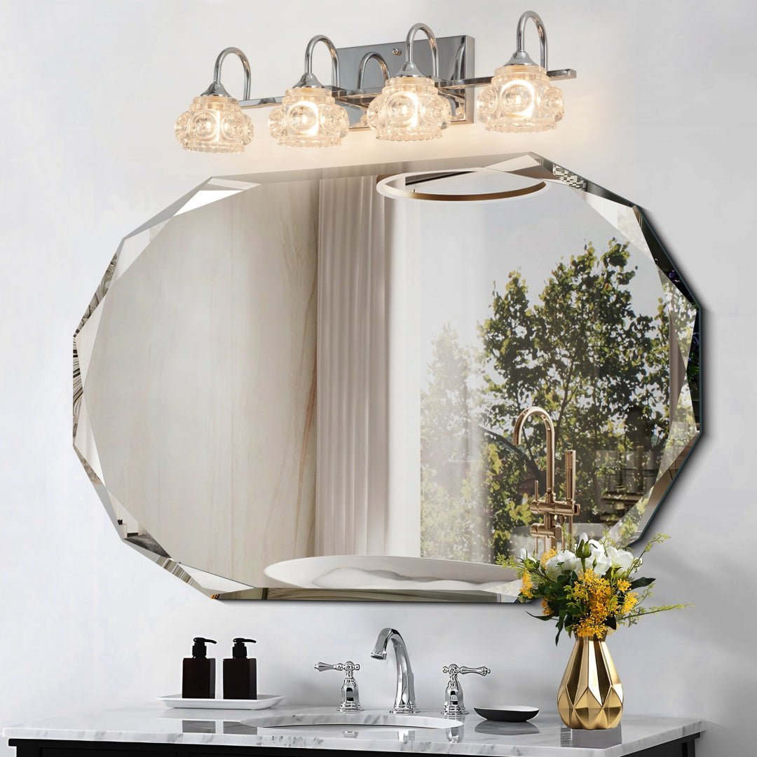 Vintage Nickel Finish 4-Light Bathroom Vanity Light Fixture