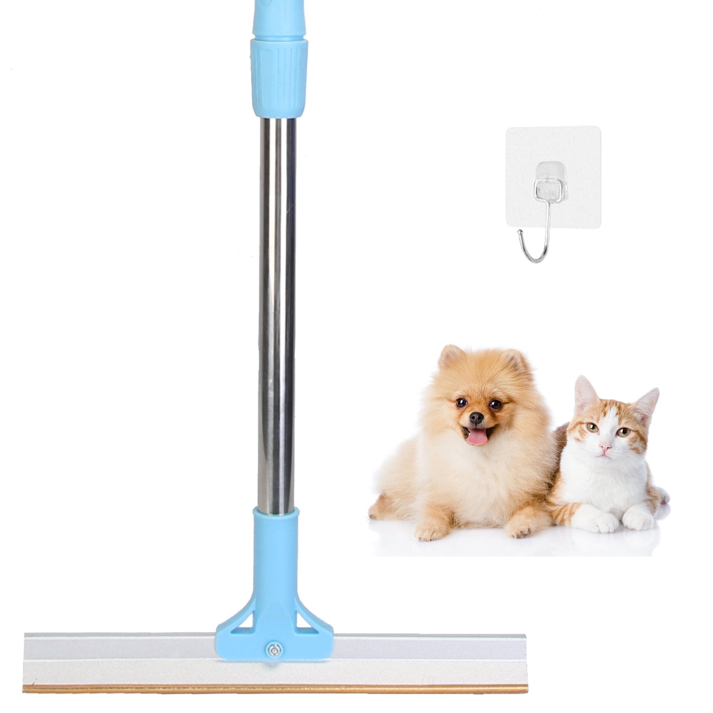 Pet Hair Removal Rake with Adjustable Telescopic Rod - Multi-Fabric Dog & Cat Hair Scraper