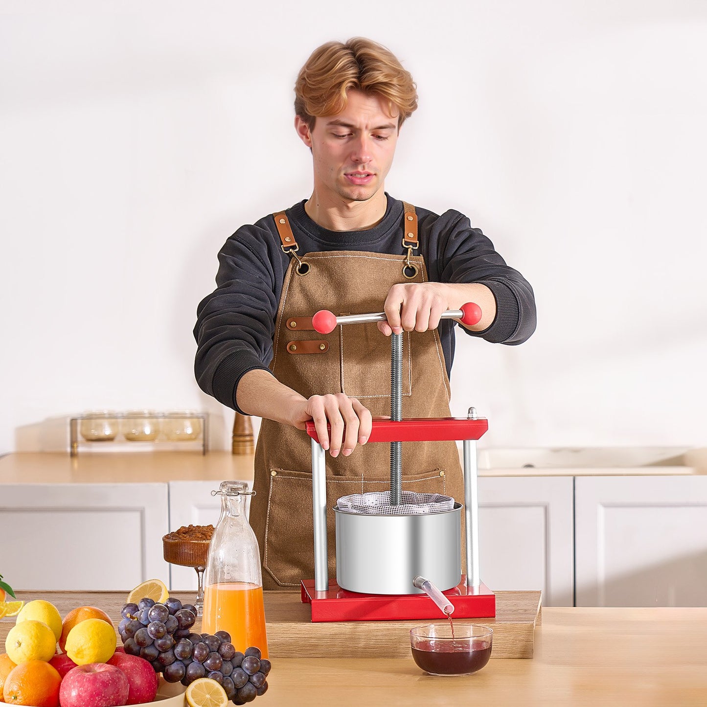 Manual Fruit Wine Press - 3L Stainless Steel Juicer