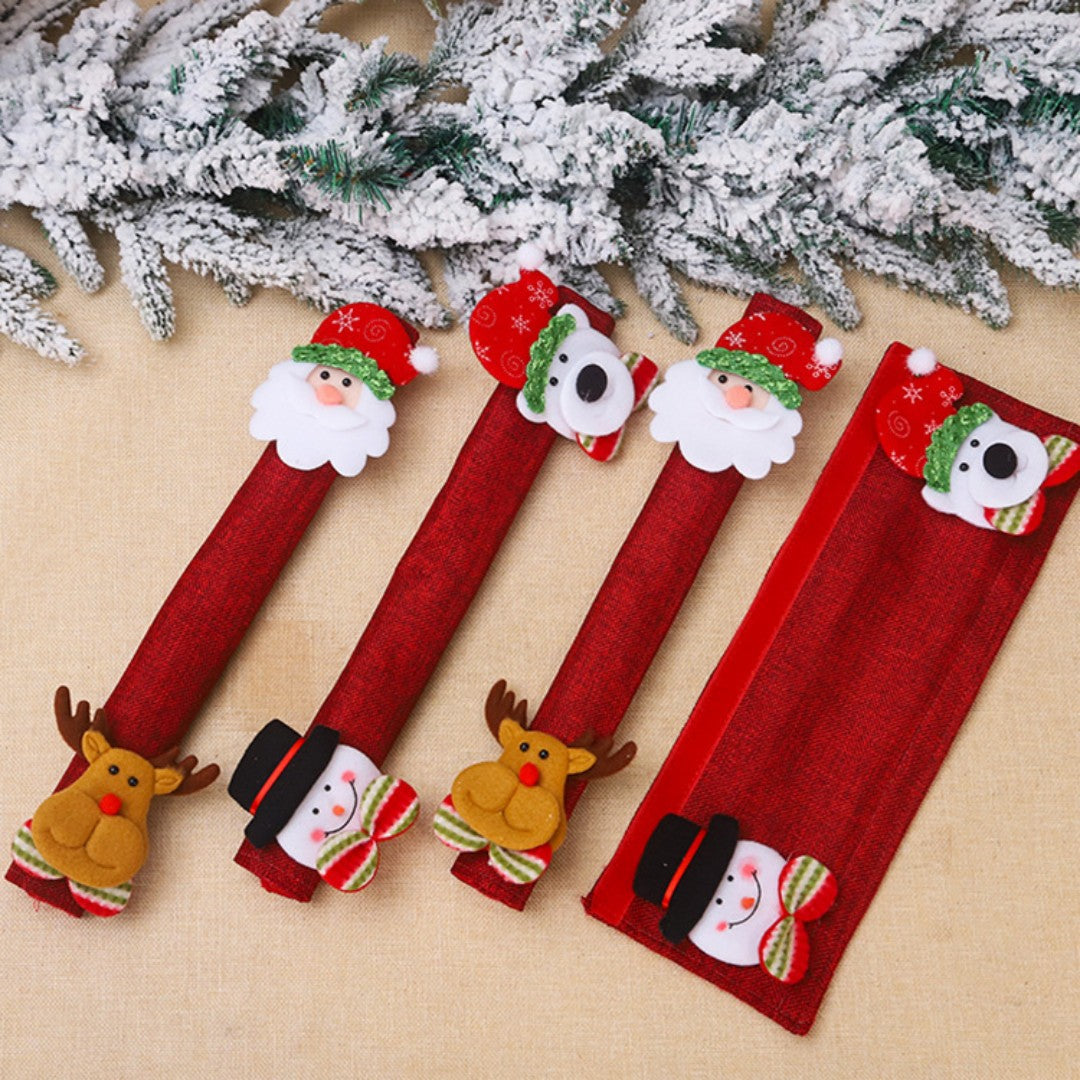 Christmas Refrigerator Handle Cover Set - Holiday Decor for Kitchen