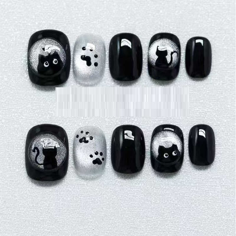 Cute Wearable Cat Claw Nails - Short, Square & Round Designs, Multiple Sizes