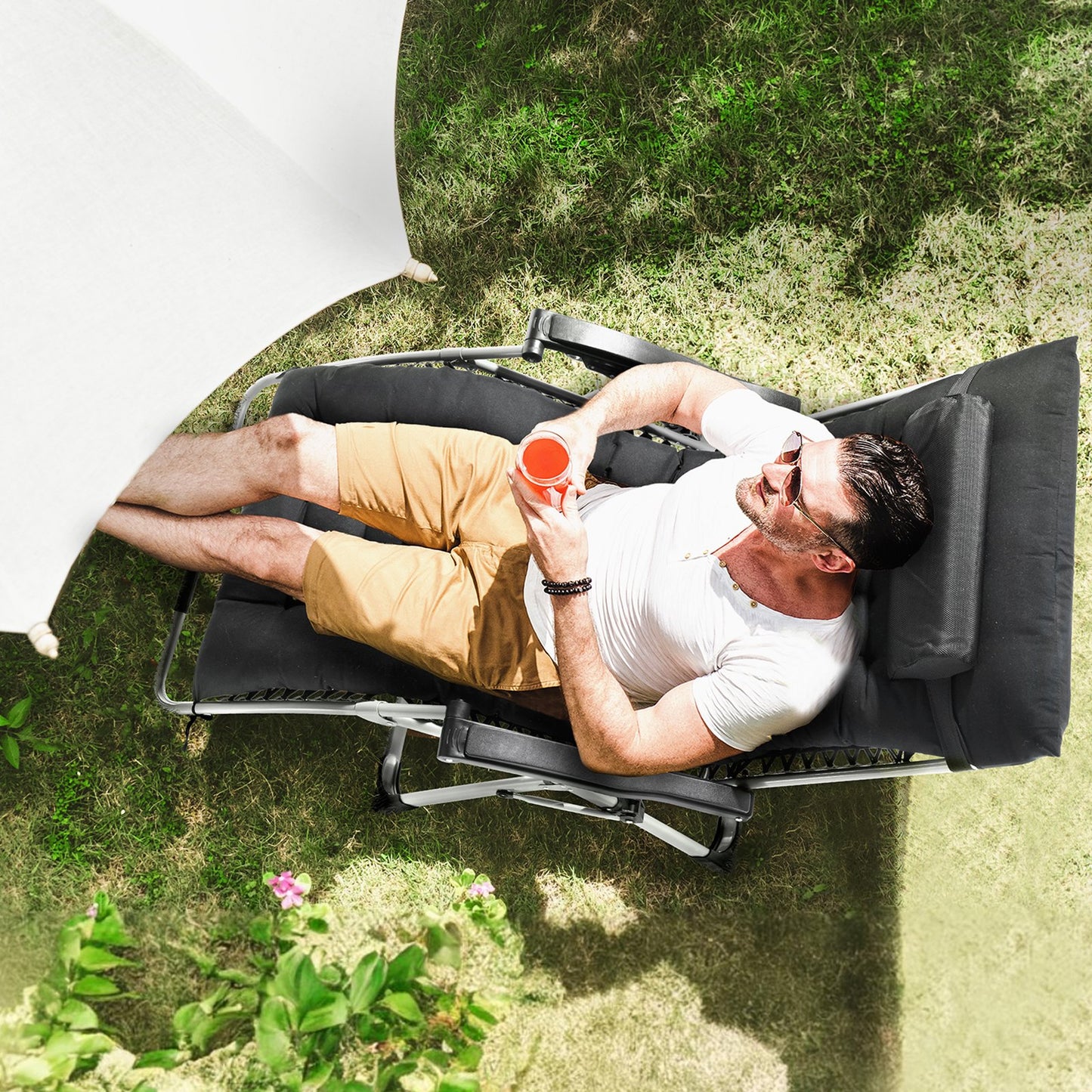 Heavy-Duty Zero Gravity Lounge Chair 33" Recliner with Cushions for Indoor & Outdoor