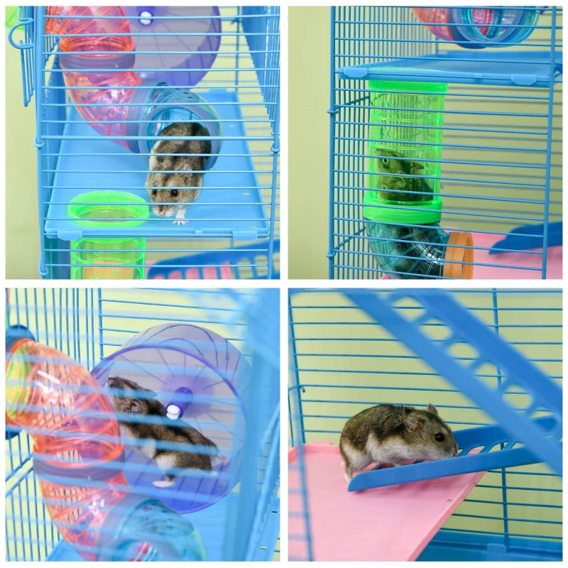 18.5 Inch 5-Tier Hamster Cage with Tubes and Tunnels - Small Animal Habitat