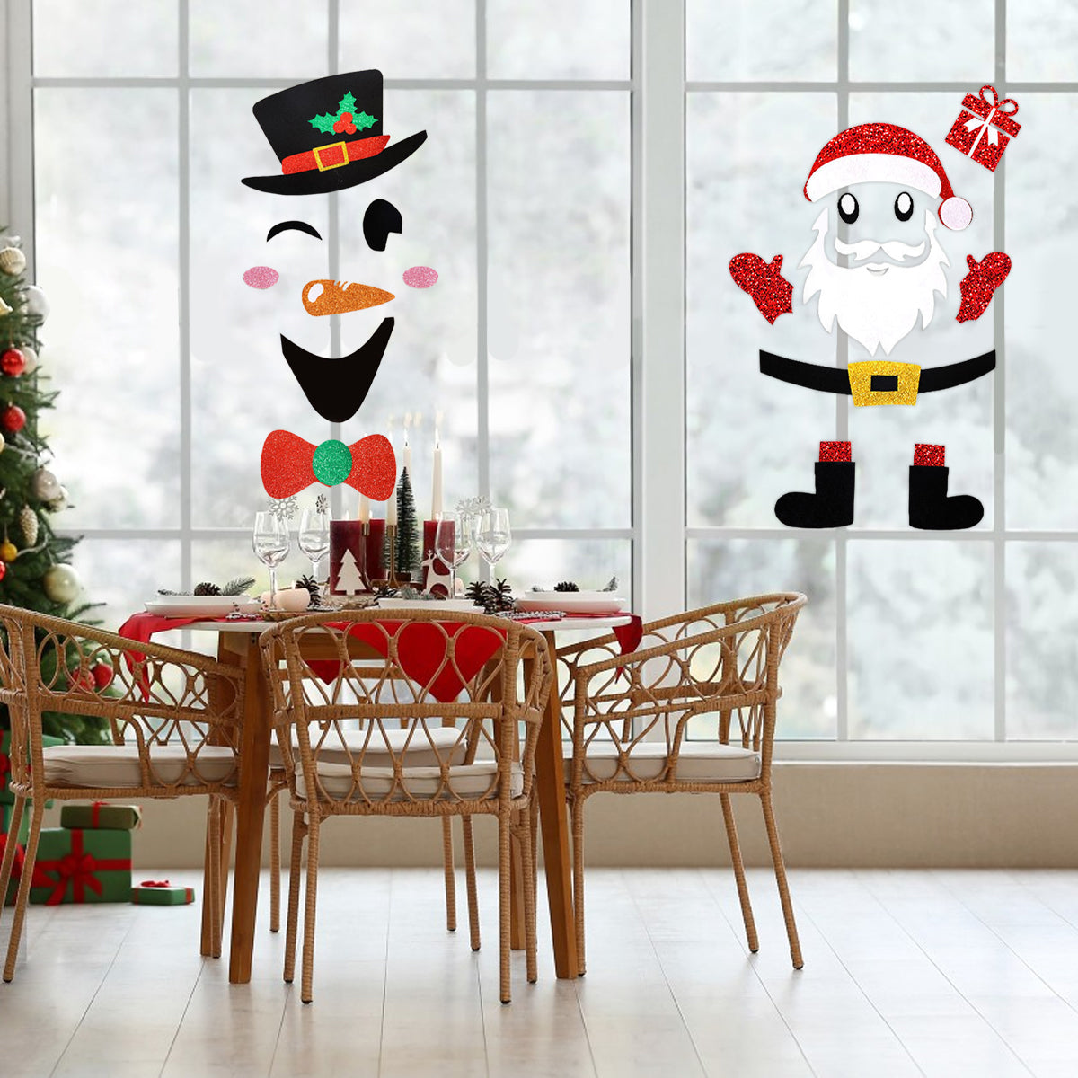 Christmas Door Stickers - Santa Claus & Snowman, 2 Packs