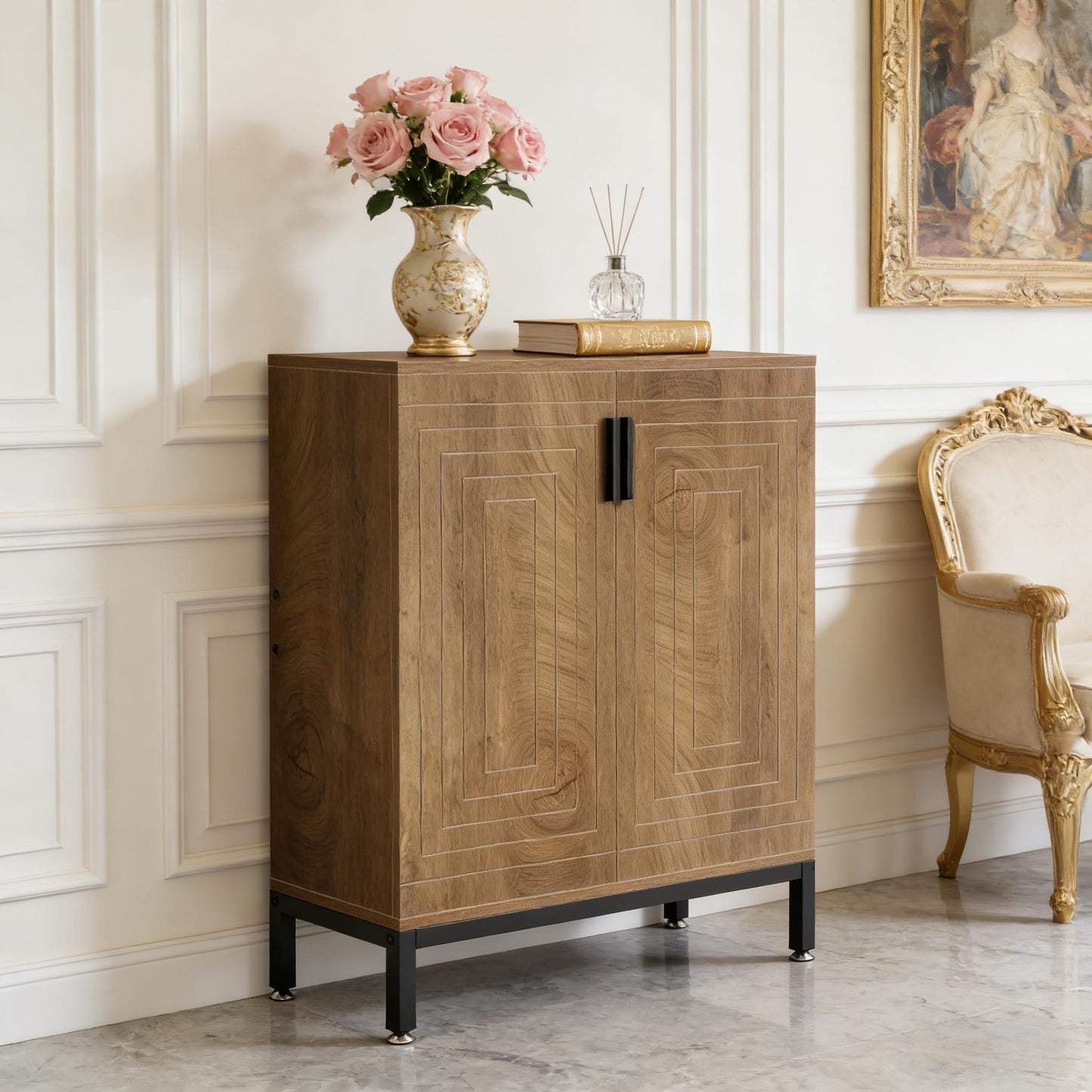 Spacious Shoe Storage Cabinet - 5 Tier Organizer, Light Brown