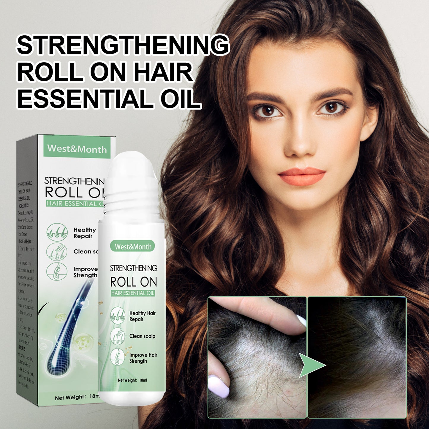 Hair Growth Scalp Massage Roller Ball with Rosemary & Coconut Oil