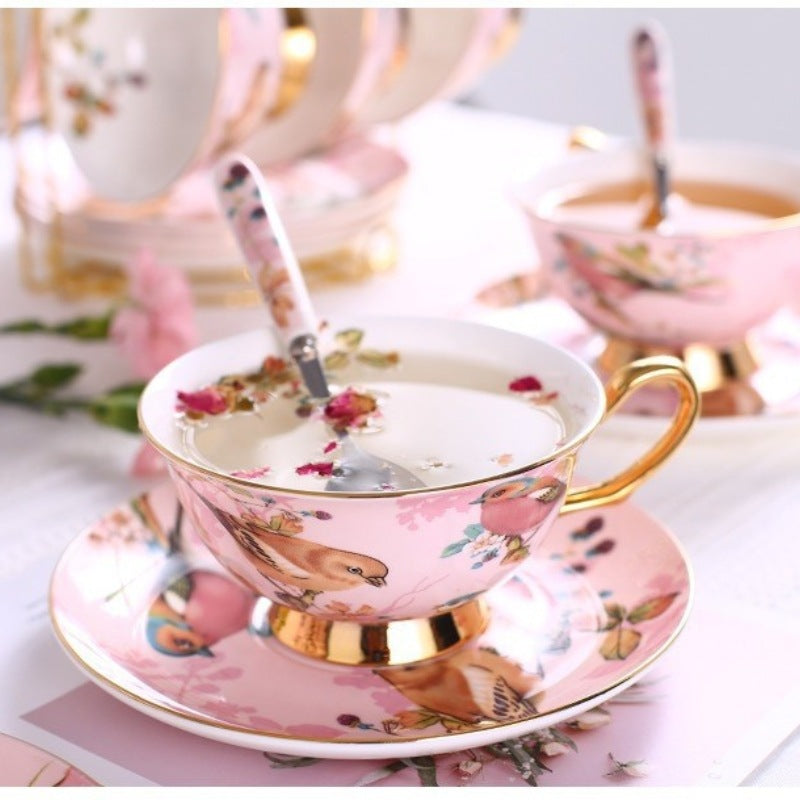 European-Style Ceramic Coffee Cup and Saucer Set - Chic Tea Drinkware