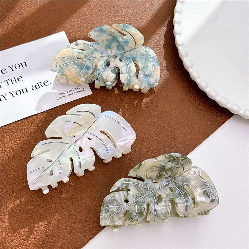 Colorful Acetate Leaf Barrettes - 9.3cm Hair Clips