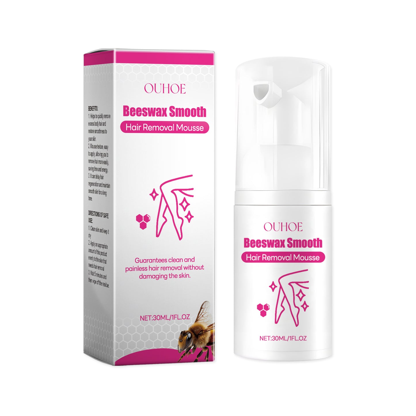 Gentle Hair Removal Mousse - Soothing Body Hair Remover Foam for Sensitive Skin