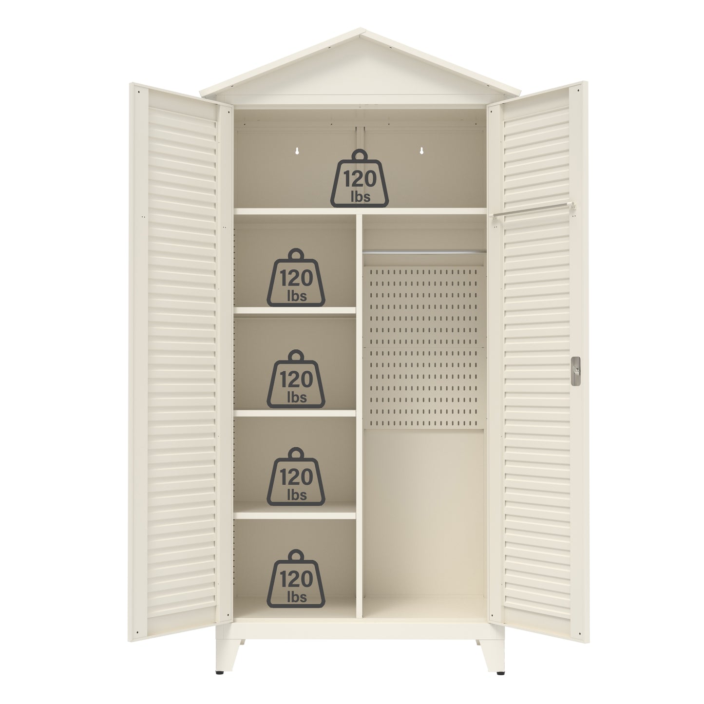79-Inch Tall Metal Tool Storage Cabinet - Beige Steel Organizer