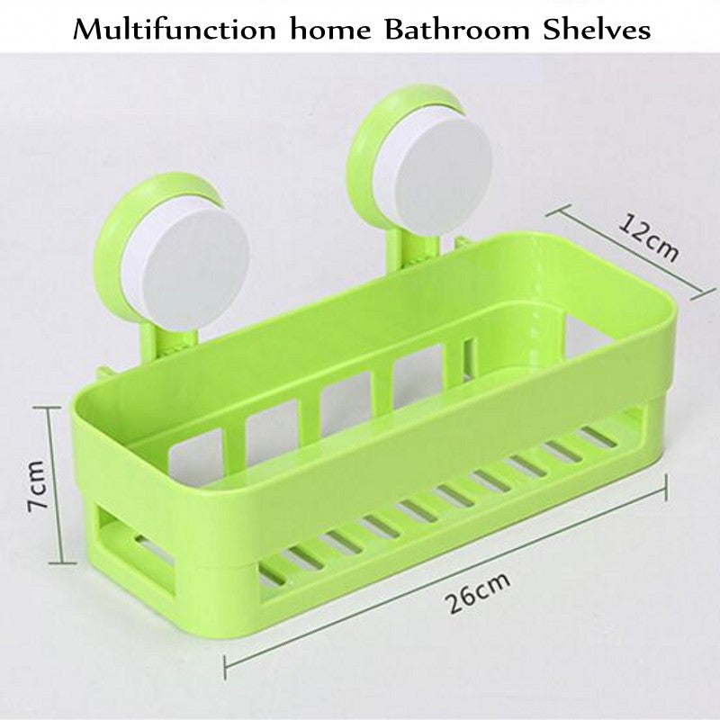 Wall-Mounted Suction Cup Bathroom Shelf Corner Storage Rack - Reusable, Waterproof
