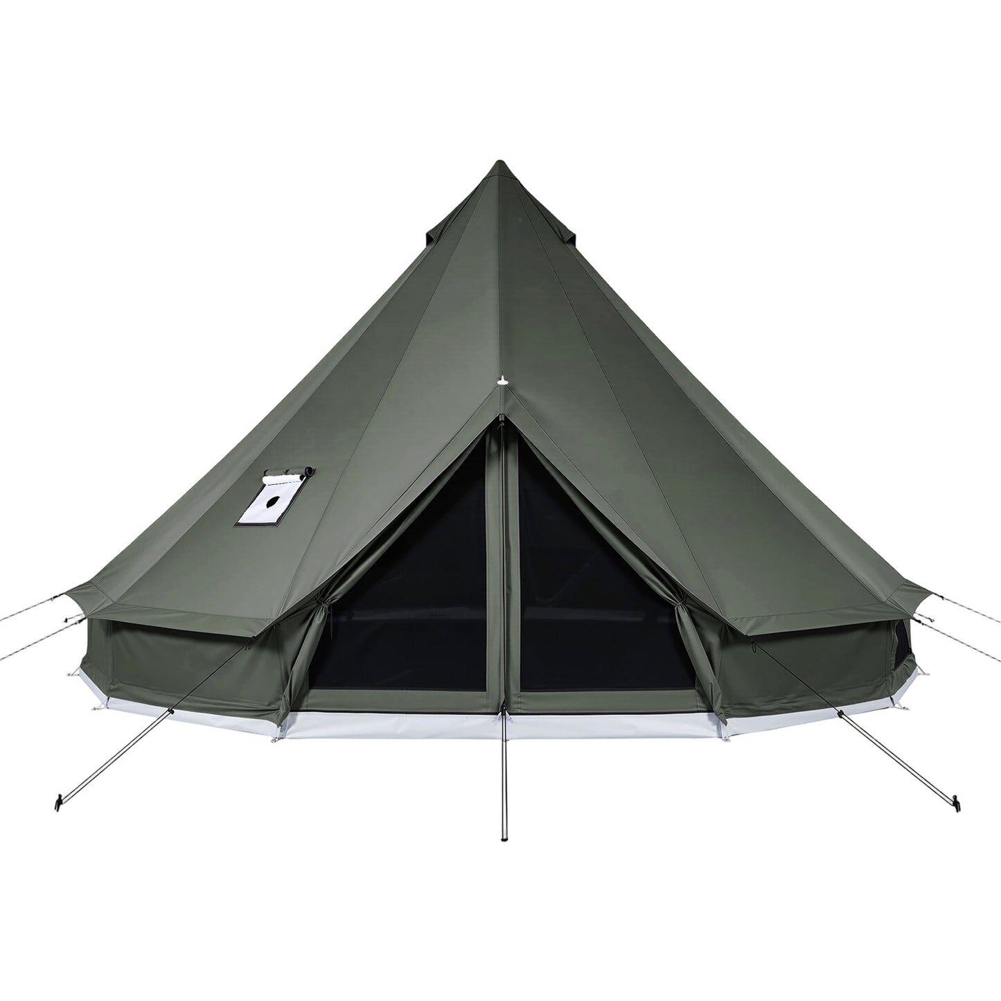 Canvas Bell Tent for Camping - 13.12 Ft 4-Season Yurt with Stove Jack, Detachable Floor