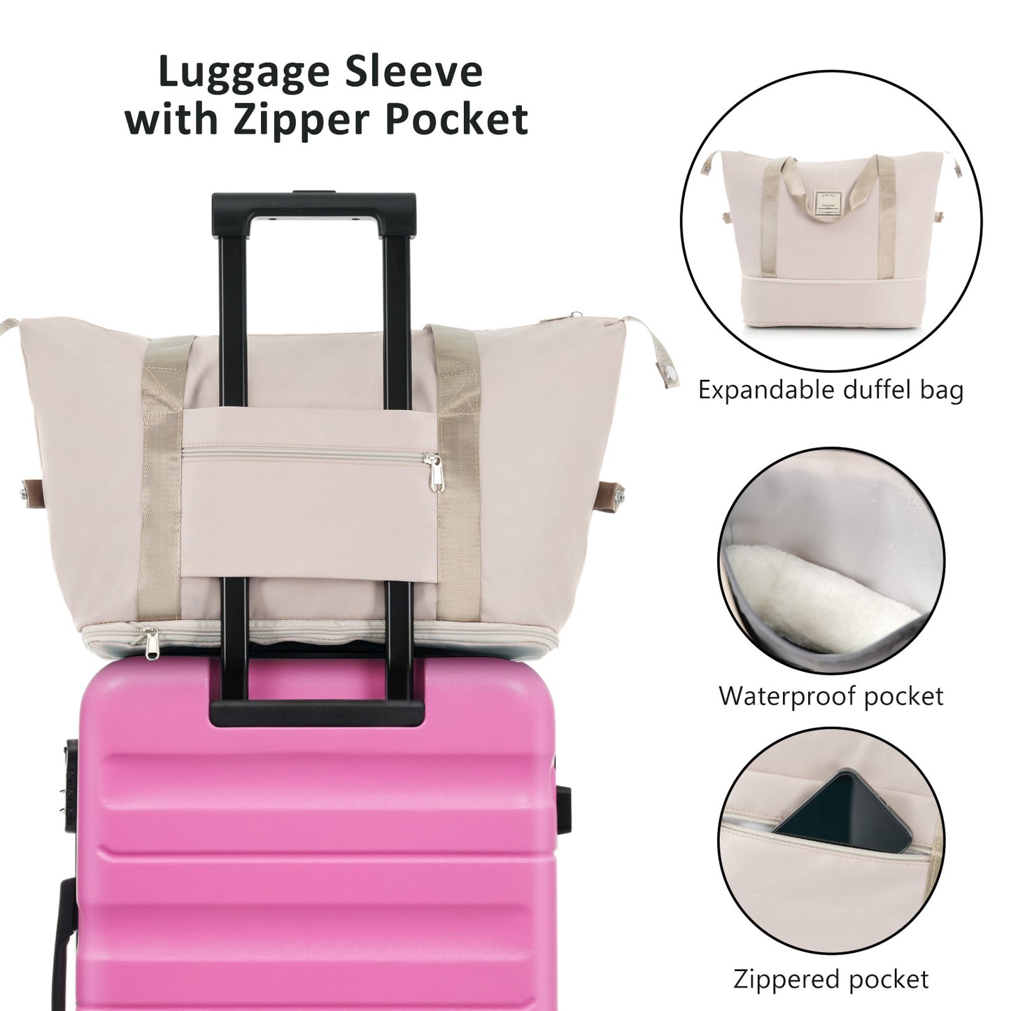 Lightweight Hardshell ABS Luggage Set - Pink, 4 Sizes for Travel
