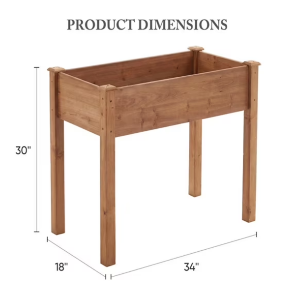 30-Inch Cedar Garden Bed with Drainage & Non-Woven Liner for Outdoor Plants