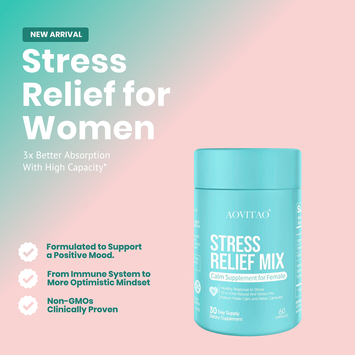 Ashwagandha & L-Theanine Stress Relief Capsules - 60 Count