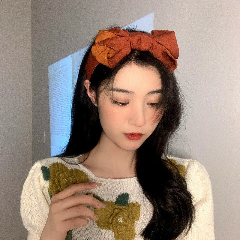 Retro Solid Color Multilayer Bow Headband - Multiple Colors