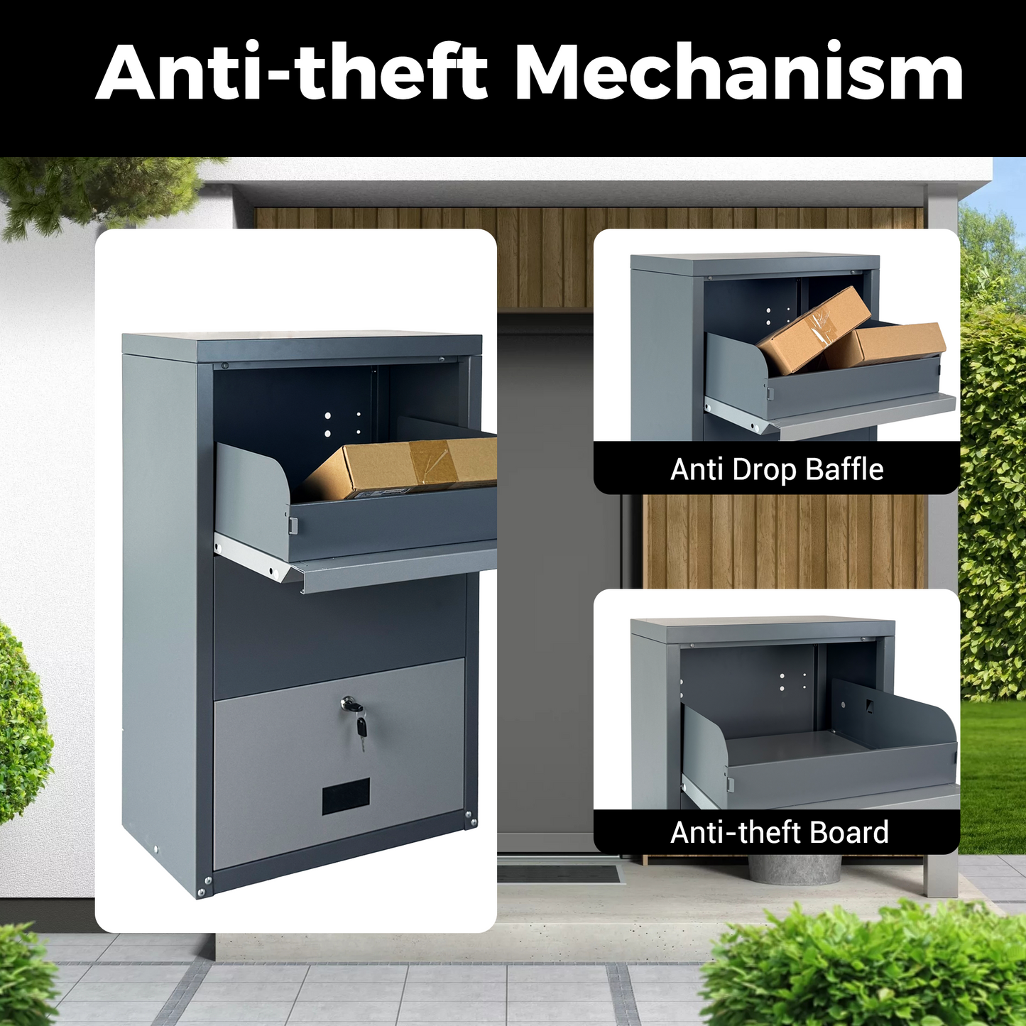 Secure Outdoor Steel Package Delivery Box with Lock - Large Curbside Mailbox