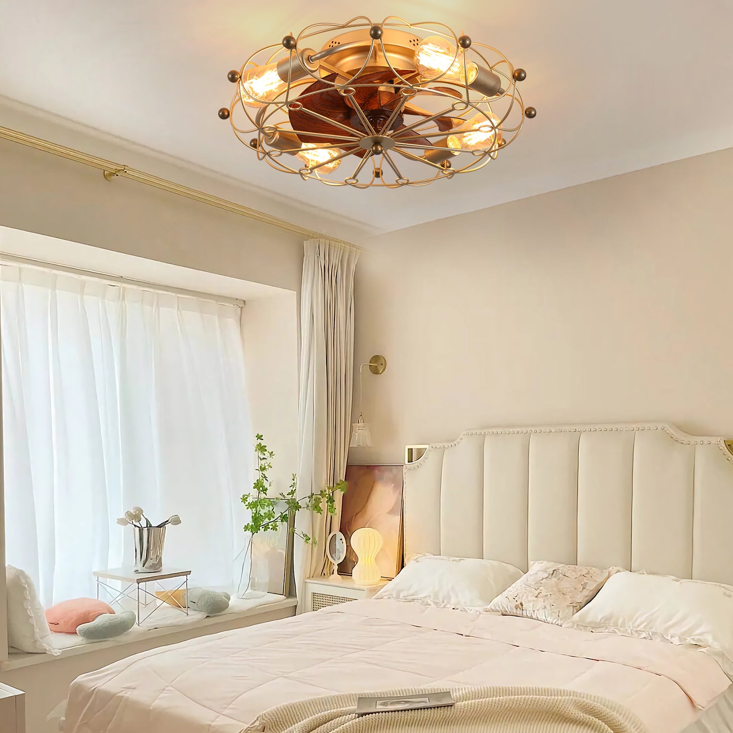 Modern Low Profile Ceiling Fan with Lights & Remote Control