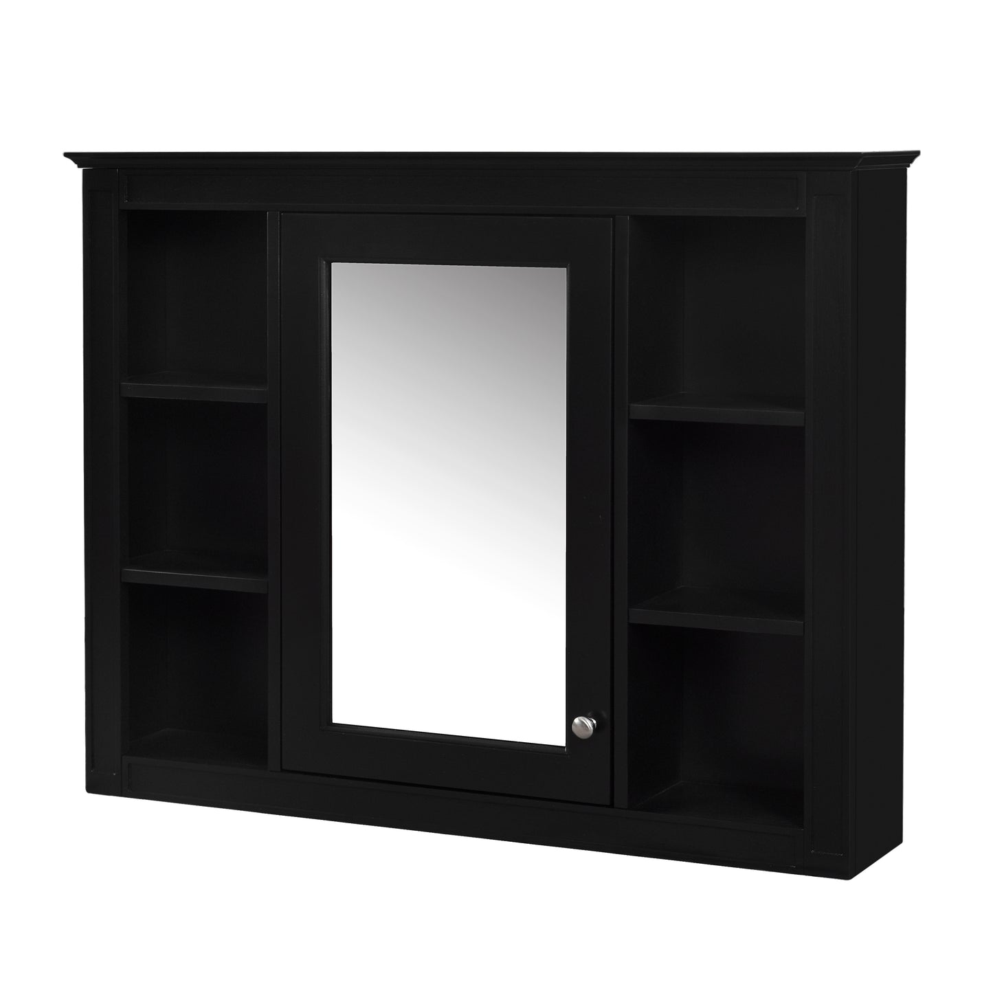 35'' x 28'' Wall Mounted Medicine Cabinet with Mirror - Black
