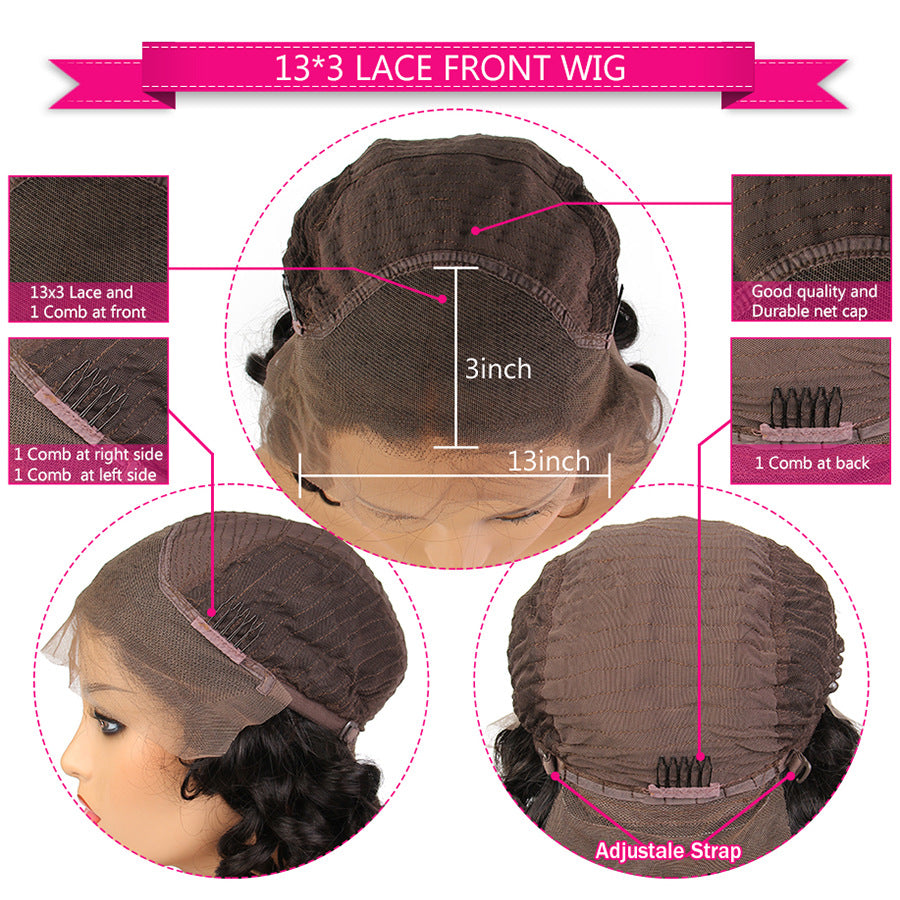 Synthetic Lace Front Wig with Natural Style and Blue Braid - Medium Length