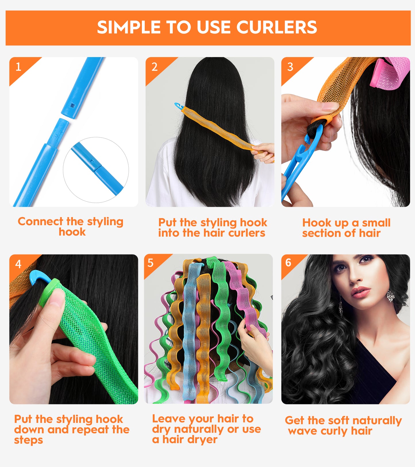 Heatless Hair Curler Set - 30 Pcs Wave Styling Kit for Damage-Free Curls