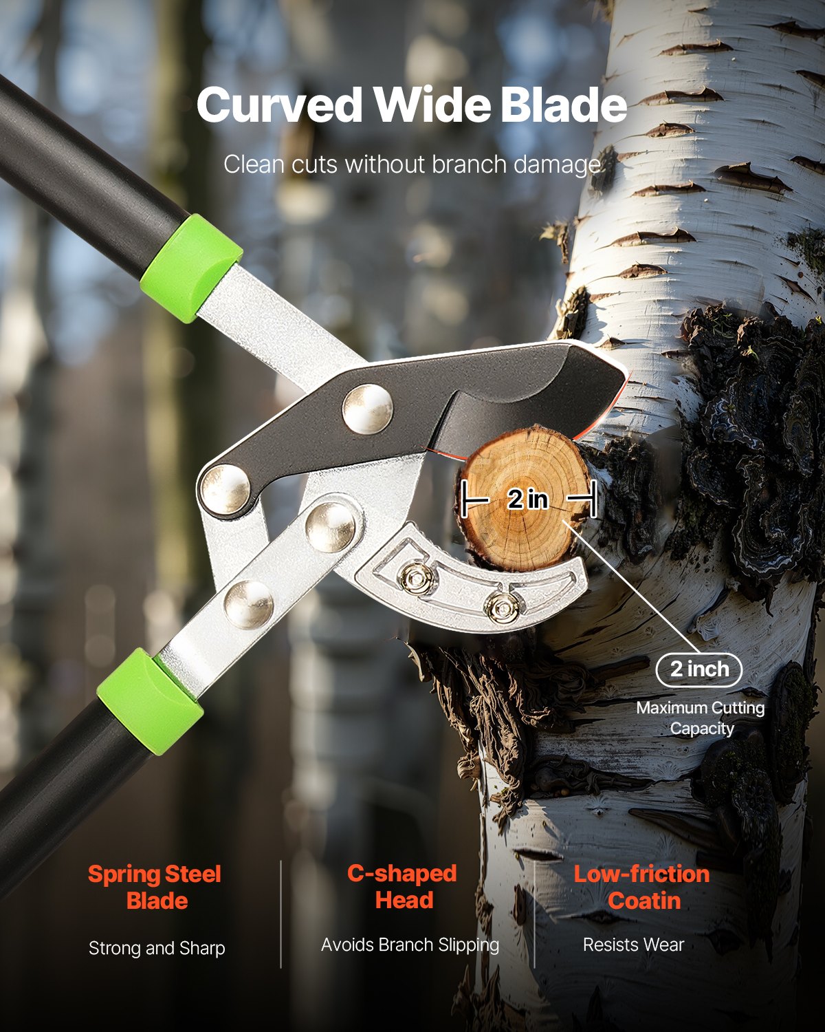 32 Inch Heavy Duty Tree Trimming Loppers - Steel Branch Cutter Up to 2 Inch Diameter