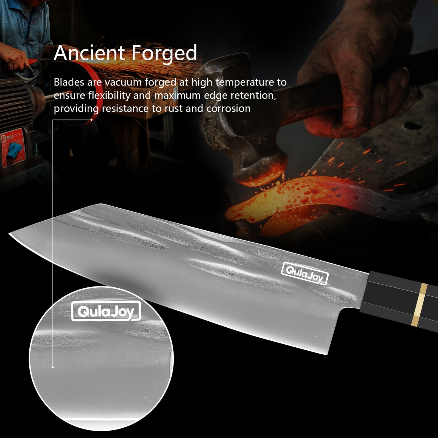 8-Inch Hand Forged Chef Knife - Swedish Sandvik Steel, Octagonal Handle