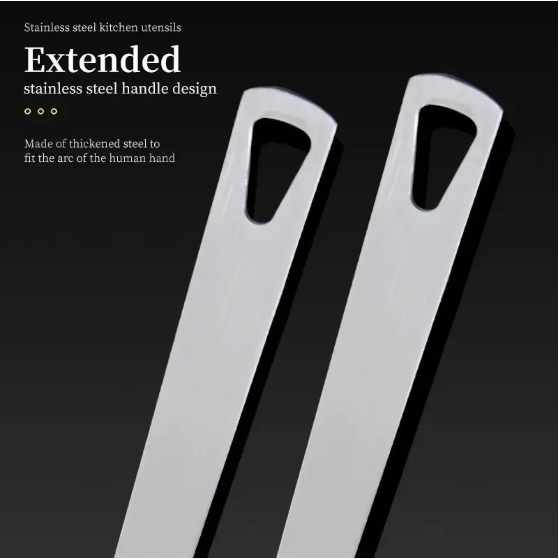 Premium 5-Piece Cooking Utensil Set - Stainless Steel & Nylon, Black
