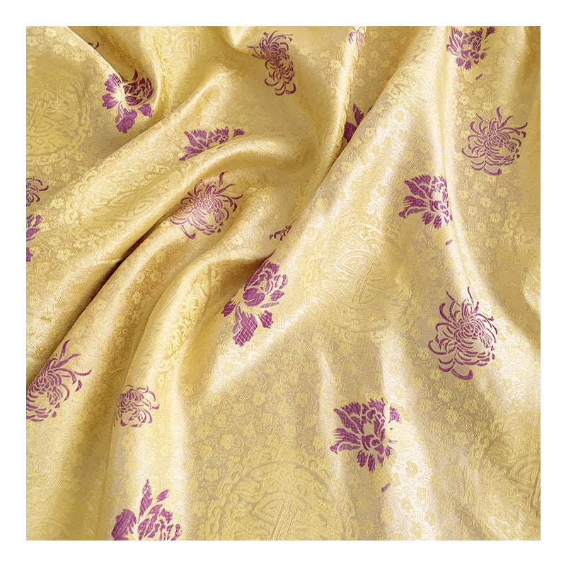 Yellow Satin Fabric for DIY Crafts & Clothing - 1M Brocade Textile