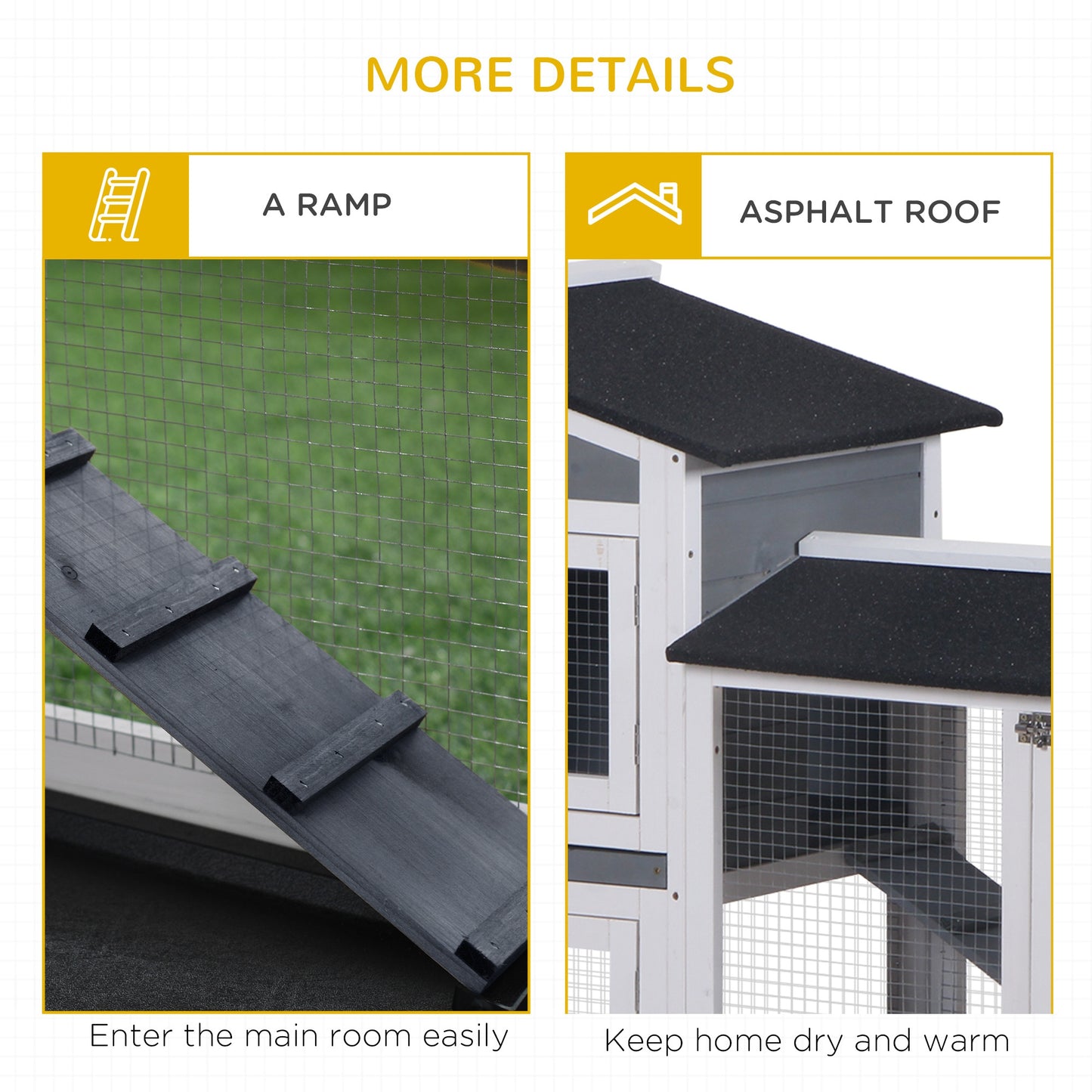 2-Tier Wooden Rabbit Enclosure with Ramp - Indoor Outdoor Pet House & Run