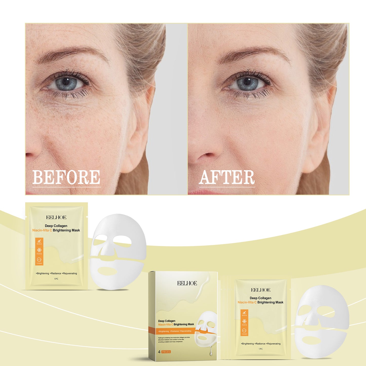 Niacinamide & Vitamin C Brightening Facial Sheet Mask - Hydrating Skincare