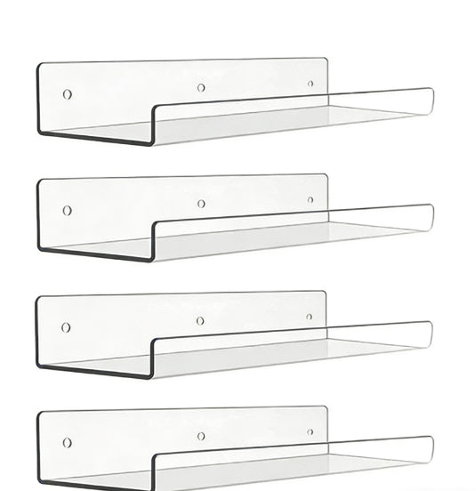 38cm Acrylic Wall Storage Rack with U-Shaped Partition - Multi-Color Options