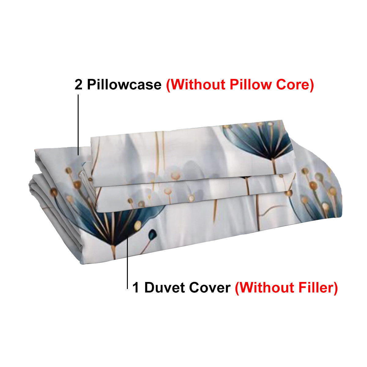 3-Piece Blue and White Floral Duvet Cover Set - Multiple Sizes