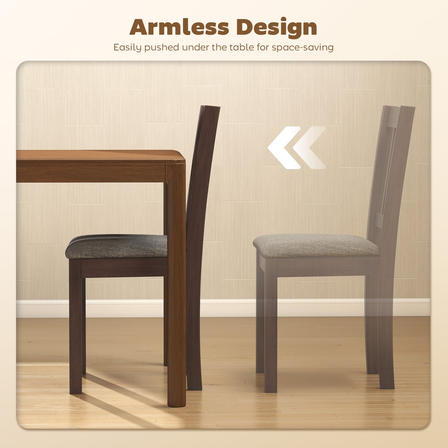 Dining Chairs Set of 2 Linen Upholstered Kitchen with Rubberwood Legs