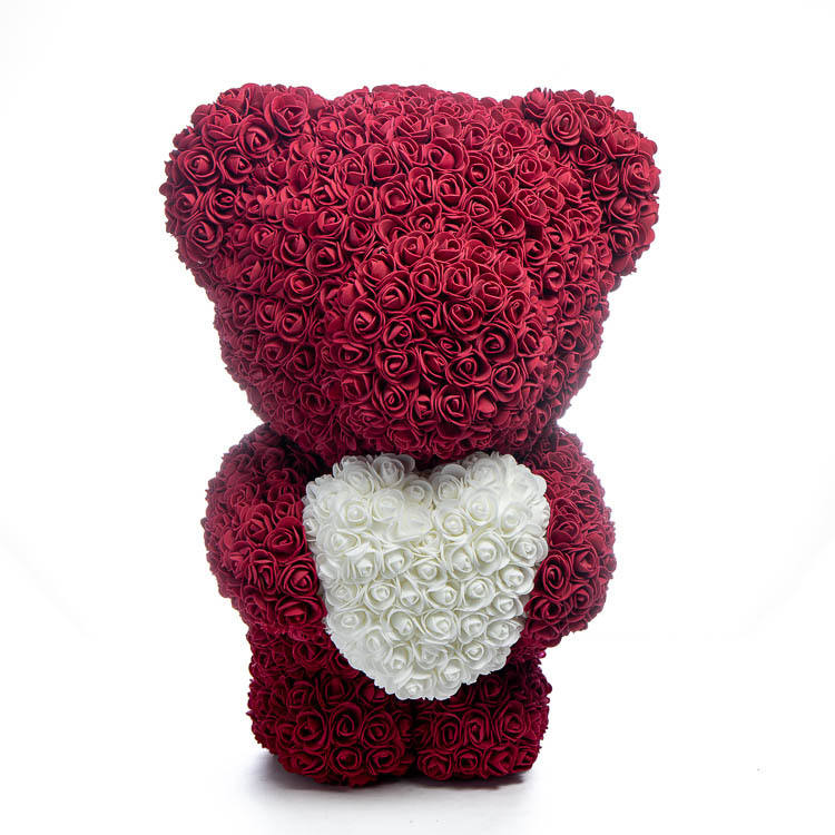 Immortal Rose Bear Heart Gift - Handmade Floral Decoration for Home & Party